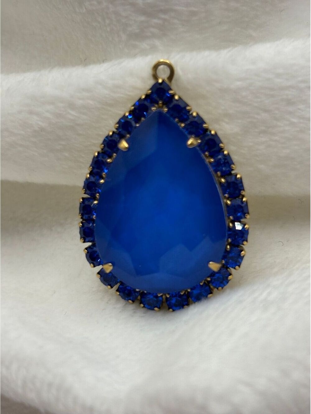 Loren Hope Teardrop Blue Faceted Gemstone and Rhinestone Pendant